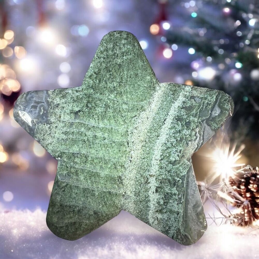 Moss Agate Crystal Star‎ Carving (3)